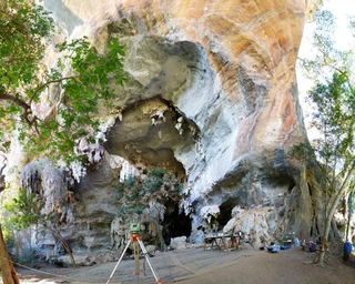 The exterior of the rock shelter site of Lapa do Santo in Brazil.